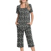 image:imagePOPYOUNG Pajama Sets for Women 2 piece Lounge Summer Capri Comfy Sleepwear08white Daisy Black