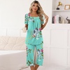 image:imagePOPYOUNG Pajama Sets for Women 2 piece Lounge Summer Capri Comfy SleepwearMint Green
