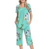 image:imagePOPYOUNG Pajama Sets for Women 2 piece Lounge Summer Capri Comfy SleepwearMint Green