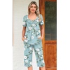 image:imagePOPYOUNG Pajamas for Women Set 2 Piece Summer Lounge Capri Pj Sleepwear04begonia Flower