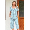 image:imagePOPYOUNG Pajamas for Women Set 2 Piece Summer Lounge Capri Pj SleepwearLighe Blue Sailboat