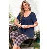 image:imagePOPYOUNG Pajamas for Women Set 2 Piece Summer Lounge Capri Pj SleepwearNavy  Red Blue Plaid