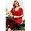 image:imagePOPYOUNG Pajamas for Women Set 2 Piece Summer Lounge Capri Pj SleepwearRed  Red Plaid 02