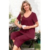 image:imagePOPYOUNG Pajamas for Women Set 2 Piece Summer Lounge Capri Pj SleepwearWine Red