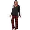 image:imagePOPYOUNG Womens Pajama Sets 2 Piece Lounge Set Sleepwear with PocketsBlack  Red Plaid 02