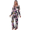 image:imagePOPYOUNG Womens Pajama Sets 2 Piece Lounge Set Sleepwear with PocketsBrown Pink Leaves