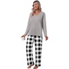 image:imagePOPYOUNG Womens Pajama Sets 2 Piece Lounge Set Sleepwear with PocketsGrey  Black White Plaid 02