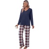 image:imagePOPYOUNG Womens Pajama Sets 2 Piece Lounge Set Sleepwear with PocketsNavy  Red Blue Plaid