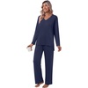 image:imagePOPYOUNG Womens Pajama Sets 2 Piece Lounge Set Sleepwear with PocketsNavy Blue