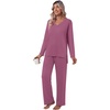image:imagePOPYOUNG Womens Pajama Sets 2 Piece Lounge Set Sleepwear with PocketsPurple Red