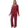 image:imagePOPYOUNG Womens Pajama Sets 2 Piece Lounge Set Sleepwear with PocketsWine Red