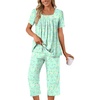 image:imagePOPYOUNG Pajama Sets for Women 2 piece Lounge Summer Capri Comfy Sleepwear01colorful Green Butterfly