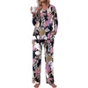 image:imagePOPYOUNG Womens Pajama Sets 2 Piece Lounge Set Sleepwear with PocketsBrown Pink Leaves