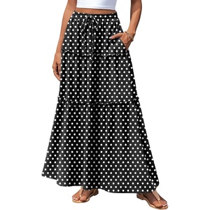 image:imagePOPYOUNG Maxi Skirts for Women Long Flowy Skirt Summer Boho DressesBlack Polka Dots
