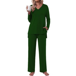 image:imagePOPYOUNG Womens Pajama Sets 2 Piece Lounge Set Sleepwear with PocketsGreen